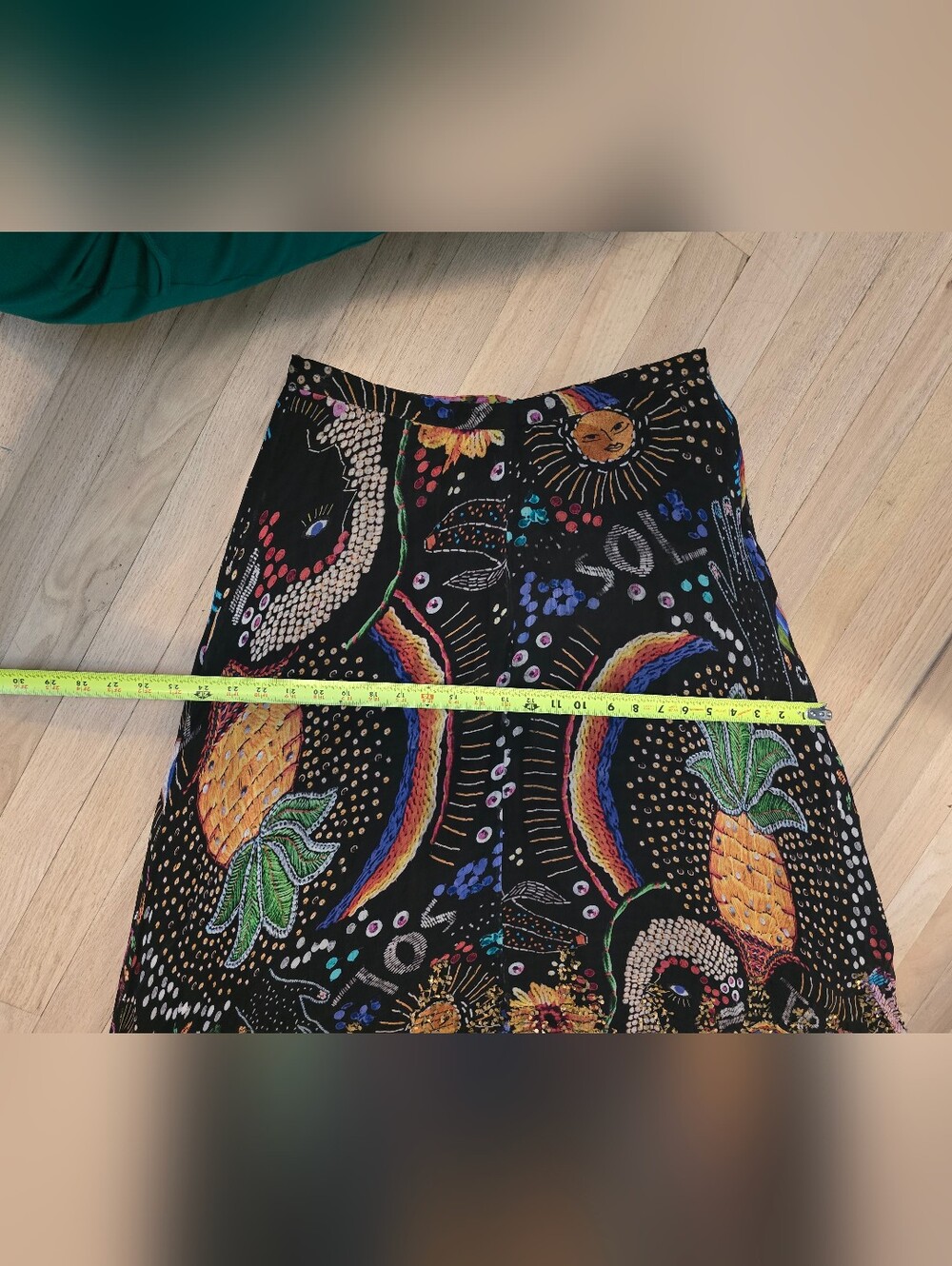 FARM Rio Black Asymmetrical Skirt with Rainbow & Pineapple Print - Picture 3 of 6